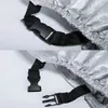Close-up of a silver bicycle cover with black straps and buckles. Náhľad obrázku produktu