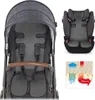 A collage showing a stroller seat, a car seat, and a diagram illustrating air circulation. Voir les images du produit