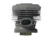 A gray engine cylinder with fins and an exhaust port, set against a white background. Voir les images du produit