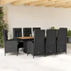 9-tlg. Garten-Essgruppe mit Kissen Schwarz Poly Rattan Produktbild-Vorschau 2