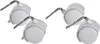 Four white casters with metal stems, arranged in two pairs. Náhľad obrázku produktu