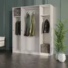 Kleiderschrank zum Schlafzimmer für Kleidung mit Spiegel, Höhe: 200cm, Breite: 160 cm, Weiß Produktbild-Vorschau
