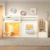 Kinder Hochbett mit Fenster, LED Leiter, Stauraum, Kiefer, Produktbild-Vorschau 5