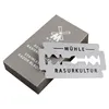 A razor blade and its packaging are shown against a white background. Produktbild-Vorschau
