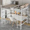 A loft bed with a desk and shelves underneath, set up in a room. Podgląd zdjęcia produktu