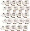 A grid of white thermostatic actuators for underfloor heating systems. Produktbild-Vorschau