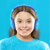 A young girl wearing blue headphones and a blue sweater against a blue background. Produktbild-Vorschau