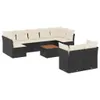 Design 10-tlg. Garten-Sofagarnitur mit Kissen Schwarz Poly Produktbild-Vorschau 2