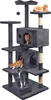 A multi-level cat tree with several platforms, perches, and enclosed spaces, featuring multiple cats interacting with the structure. Produktbild-Vorschau