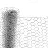 A roll of hexagonal wire mesh, commonly known as chicken wire or hardware cloth, is shown against a white background. The mesh is made of galvanized metal and is partially unrolled, revealing its hexagonal pattern. Produktbild-Vorschau