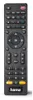 A close-up studio shot of a black HAMA universal remote control against a light gray background. Voir les images du produit