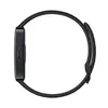 A side view of a black smartwatch with a black band against a white background. Produktbild-Vorschau