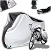 A bicycle cover is shown draped over a bicycle, with additional close-up shots of the cover's material and buckle system. Náhľad obrázku produktu