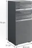 A 3D rendering of a gray, high-gloss cabinet with dimensions indicated. Náhľad obrázku produktu