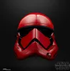 A red and black Star Wars stormtrooper helmet against a black background. Voir les images du produit