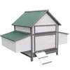 A white and gray chicken coop with a green roof, shown from a slight angle against a white background. Podgląd zdjęcia produktu