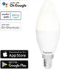 A Hama WLAN-LED-Lampe with compatibility logos and app store download buttons. Produktbild-Vorschau