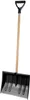 A snow shovel with a black plastic scoop and a wooden handle with a black D-shaped grip. Produktbild-Vorschau
