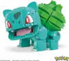 A 3D model of the Pokemon character Bulbasaur, constructed from building blocks, is shown against a white background. The model is depicted in a dynamic pose, with its mouth open and tongue visible. Produktbild-Vorschau