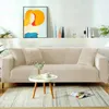 Sofabezug 4 Sitzer 235-300cm - Hellbeige - Samt - Stretch Produktbild-Vorschau 3