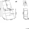 Diagrams showing the dimensions and a weight limit for folding chairs. Náhľad obrázku produktu