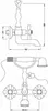 Technical drawing of a wall-mounted bathtub faucet with a retro shower attachment, showing dimensions. Produktbild-Vorschau