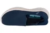 A side view of a blue Skechers slip-on shoe with a white sole. Produktbild-Vorschau