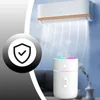 An air conditioner is shown blowing cool air, and a humidifier is shown emitting mist, suggesting a comfortable indoor environment. Produktbild-Vorschau
