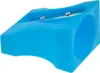 A bright blue pencil sharpener is shown against a white background. Produktbild-Vorschau