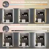 Collage showing a bathroom mirror with LED lighting in different color temperatures and brightness levels. Produktbild-Vorschau
