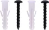 Two white wall plugs and two black screws are arranged in a row against a white background. Anteprima dell’immagine prodotto