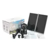 A product shot of a solar-powered camera kit, including the camera, solar panels, and accessories, laid out on a white background. Podgląd zdjęcia produktu