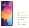 A smartphone screen protector is shown on a smartphone, with feature descriptions on the right. Produktbild-Vorschau