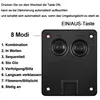 A close-up view of the back of a solar light string controller, showing buttons and text labels. Produktbild-Vorschau