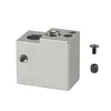 A silver metal 3D printer extruder hotend block with two screws on the side, isolated on a white background. Podgląd zdjęcia produktu