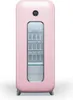 A pink mini-fridge with a glass door and digital display. Produktbild-Vorschau