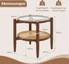 COSTWAY bijzettafel, ronde salontafel met gehard glasblad, Productafbeelding-voorbeeld 5