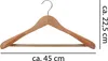 A wooden clothes hanger with measurements indicated. Produktbild-Vorschau