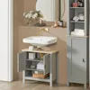 A bathroom vanity with a sink and cabinet, along with a tall storage cabinet. Produktbild-Vorschau