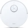 A top-down view of a white robot vacuum cleaner. Voir les images du produit