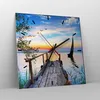 Wanduhr - Quadrat - Glasuhr - Brücke See - 40x40cm - Produktbild-Vorschau 4