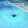 A robotic pool cleaner is shown in a swimming pool, with lines and circles indicating its cleaning path and range. Náhľad obrázku produktu