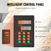 A close-up view of an intelligent control panel with digital displays and buttons, with a smaller control panel inset on the left. The background shows a blurred image of grains. Náhled obrázku produktu