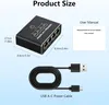 Product size and included accessories for a network splitter. Produktbild-Vorschau