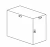 A 3D isometric line drawing of a rectangular prism with dimensions labeled. Produktbild-Vorschau
