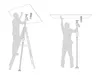 Two illustrations showing how to use a telescopic pole to support a ceiling panel. Náhľad obrázku produktu