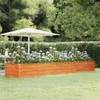 A raised garden bed filled with hydrangeas in a backyard setting with a patio umbrella. Náhled obrázku produktu