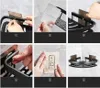Collage of images showing the installation steps of a corner shelf. Náhľad obrázku produktu