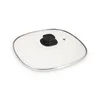 A square glass lid with a black handle and a silver rim, shown from a slightly elevated angle on a white background. Anteprima dell’immagine prodotto