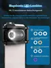 A smartphone microscope attachment is shown with various LED lighting options illustrated. Produktbild-Vorschau